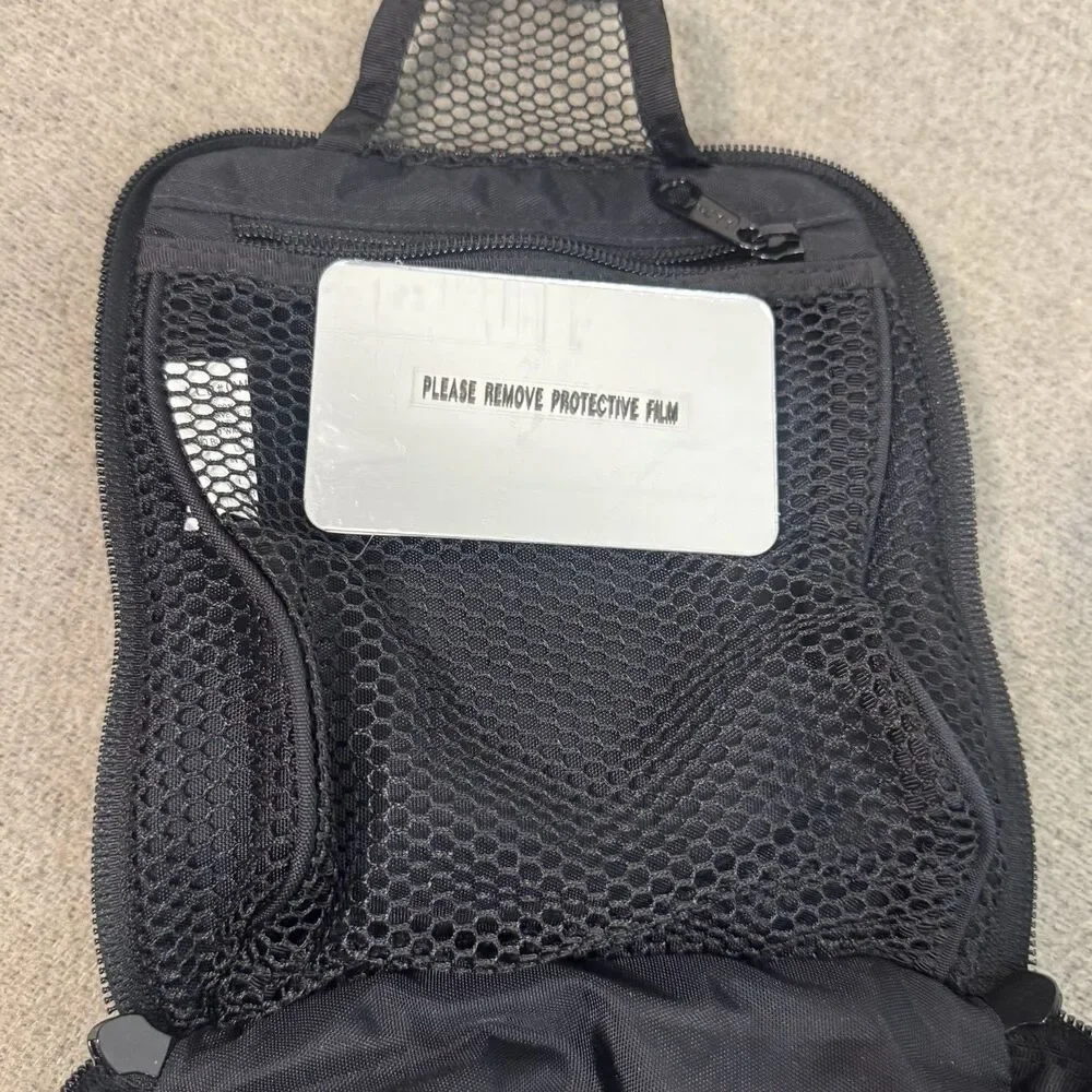 LL Bean Hanging Organizer Toiletry Bag Travel Small Mirror 8.5X8X3 Black NWOT